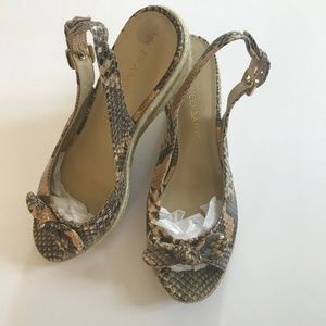 Franco Sarto Cannes Peep Toe Rope Wedge Sling Back